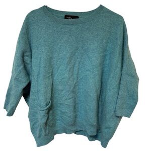 Zoe Couture Womens 100% Cashmere Sweater S/M Quiet Luxury Oversized Turquoise